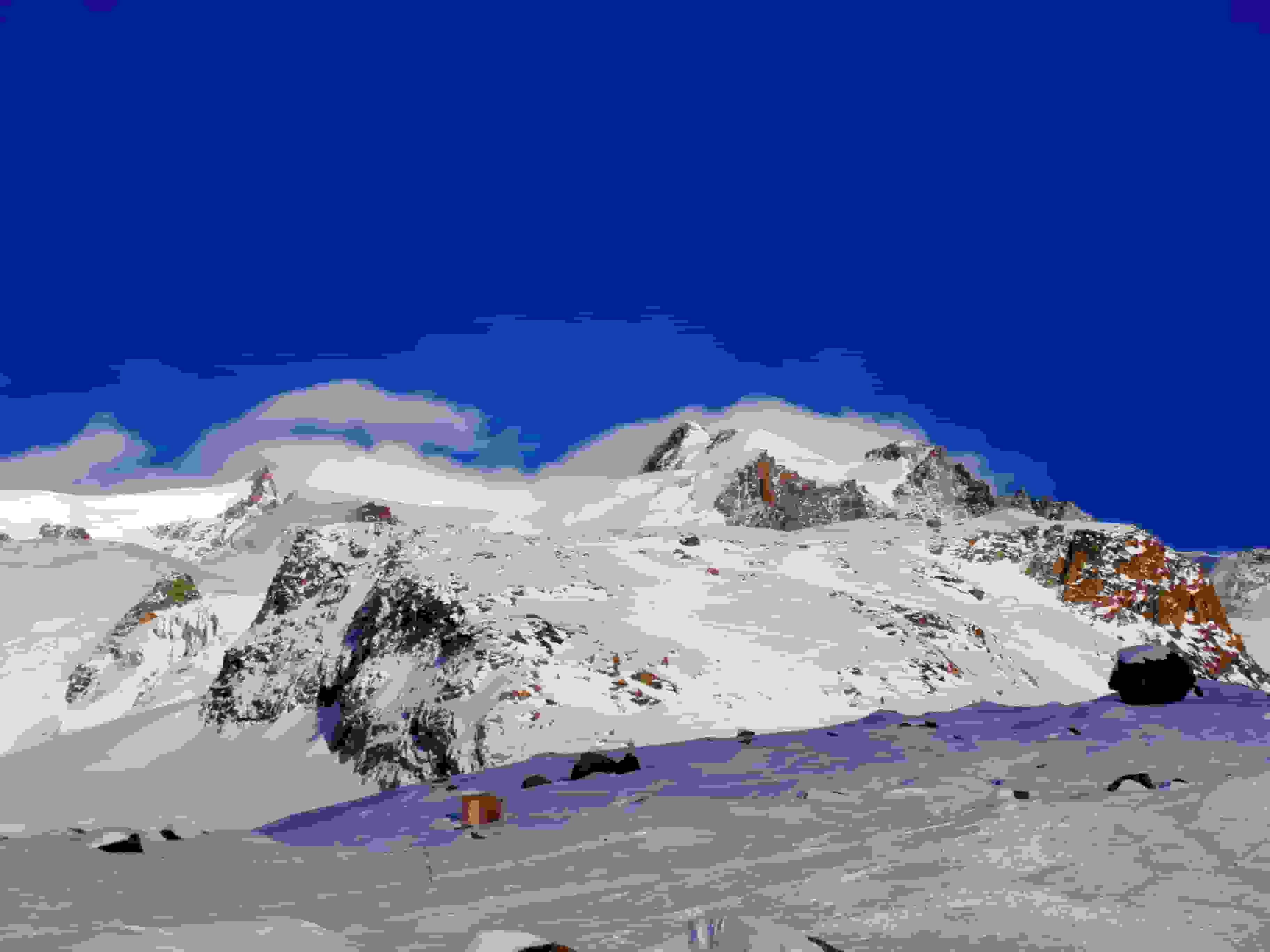 Blick auf das, was uns am nächsten Tag erwartet: Nordend und Dufourspitze