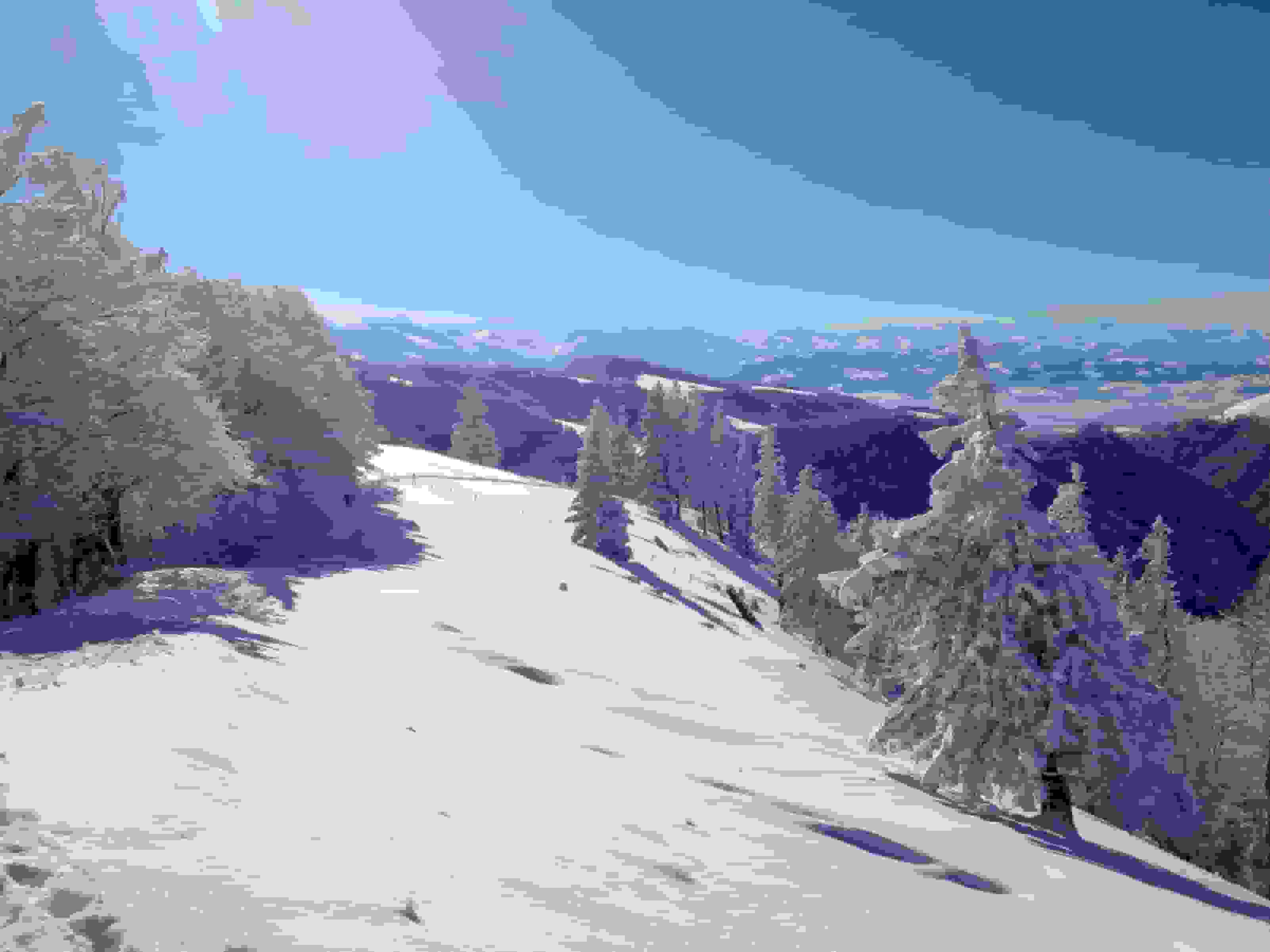 Aussicht vom Schnebelhorn in die Voralpen an einem verschneiten Tag im Februar 2013