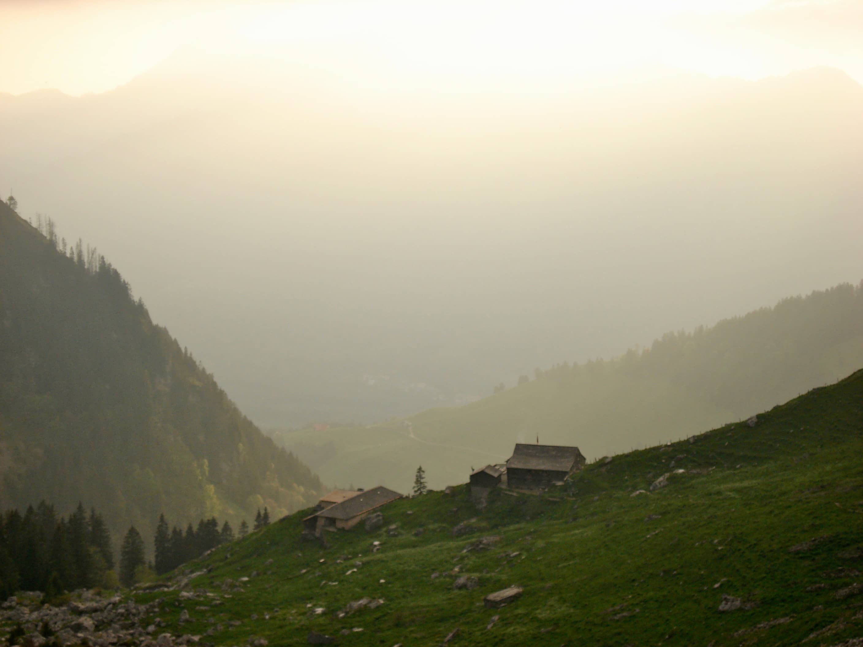 Cabane de Bounavaux im diffusen Abendlicht