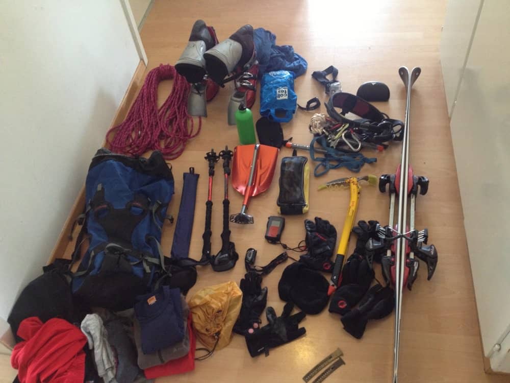 Auslegeordnung vor einer Skihochtour – ist alles dabei?