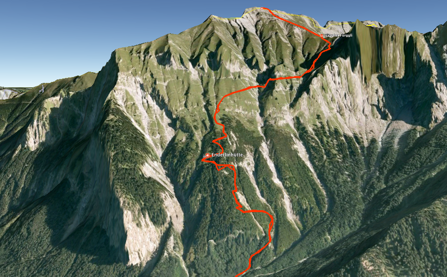 GPS-Route zum Falknis auf GoogleEarth