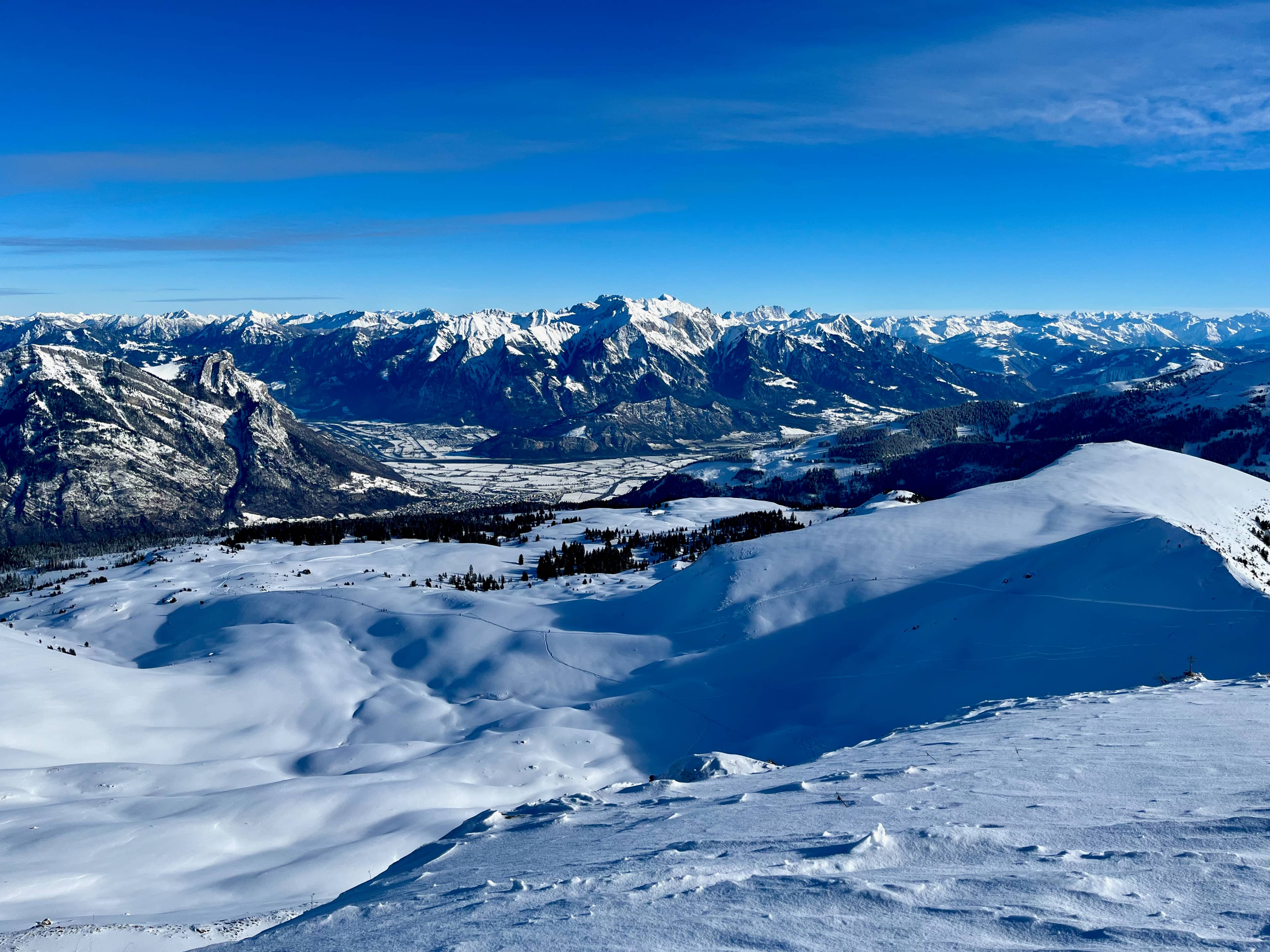 Vor der Abfahrt: Aussicht ins Seez-/Rheintal