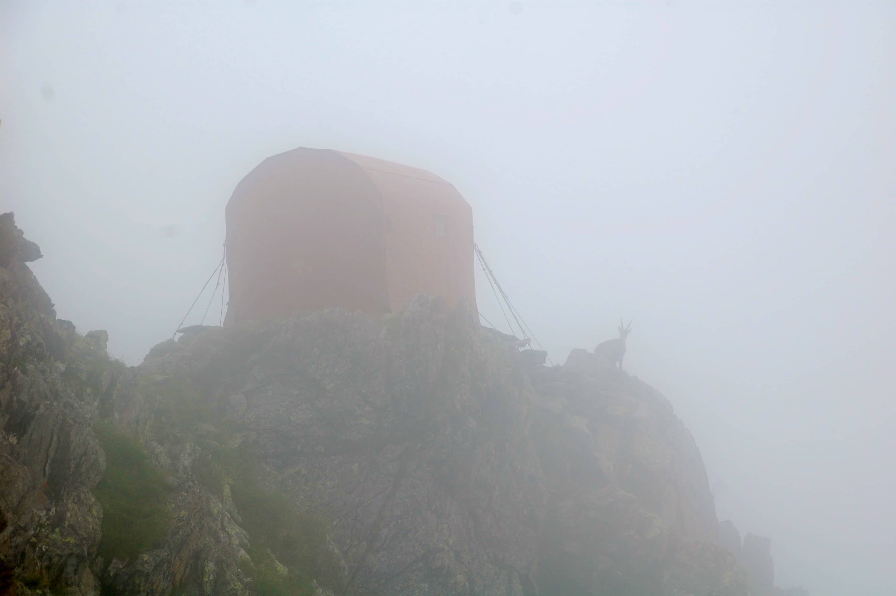 Endlich: Das Biv. Varese taucht im Nebel auf