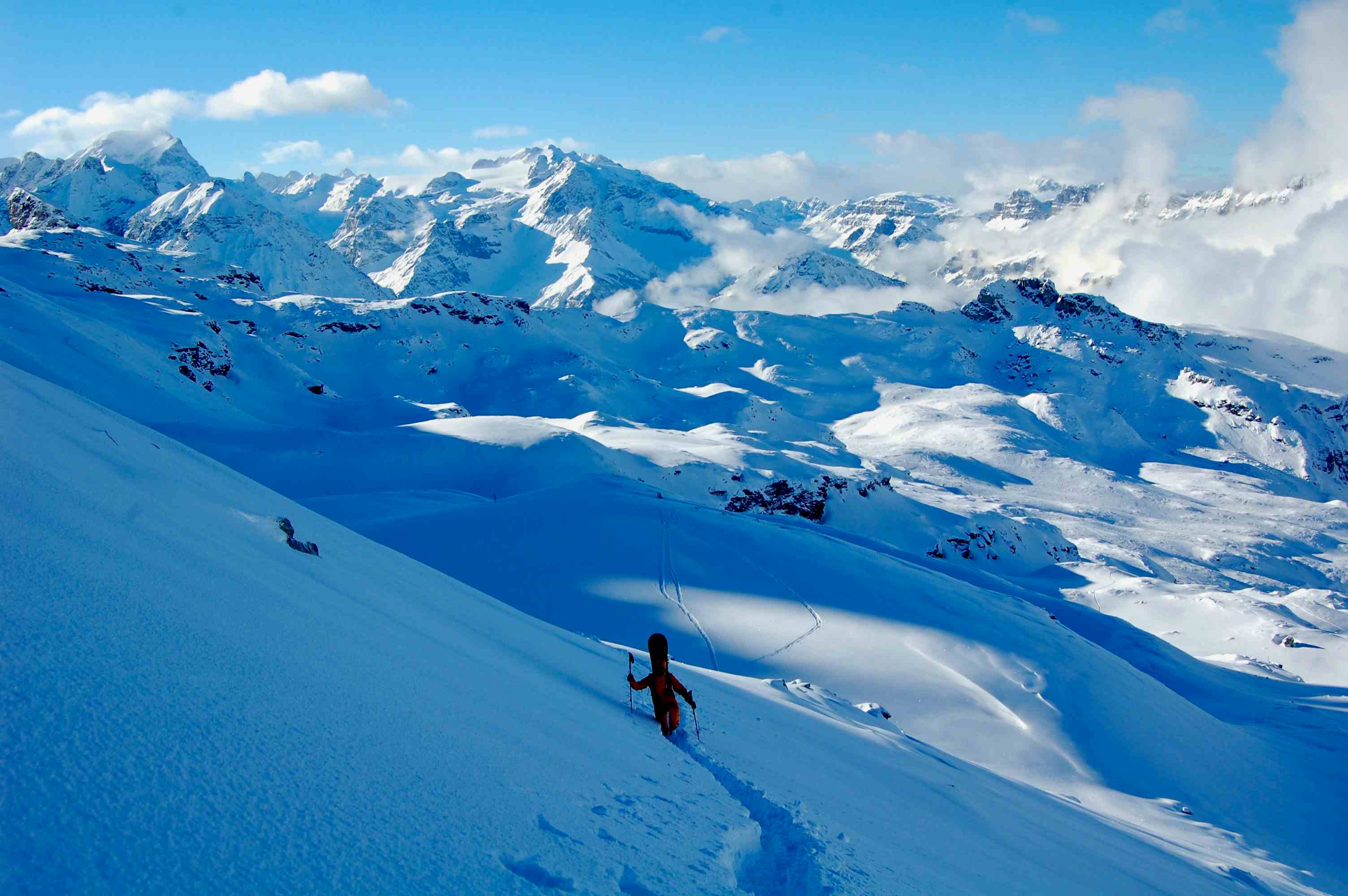 Tödi (links) auf einer Skitour im Kärpfgebiet Ende 2013